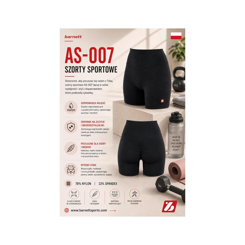 AS-007 Pantaloni scurți sport, Negru