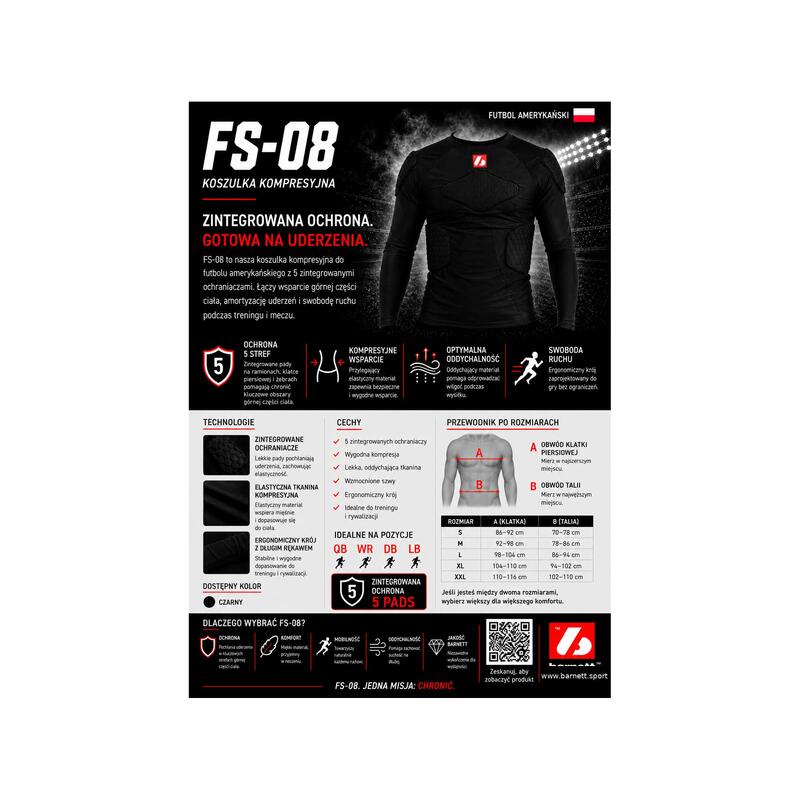  FS-08 S Tricou compresiv cu mânecă lungă, fotbal american