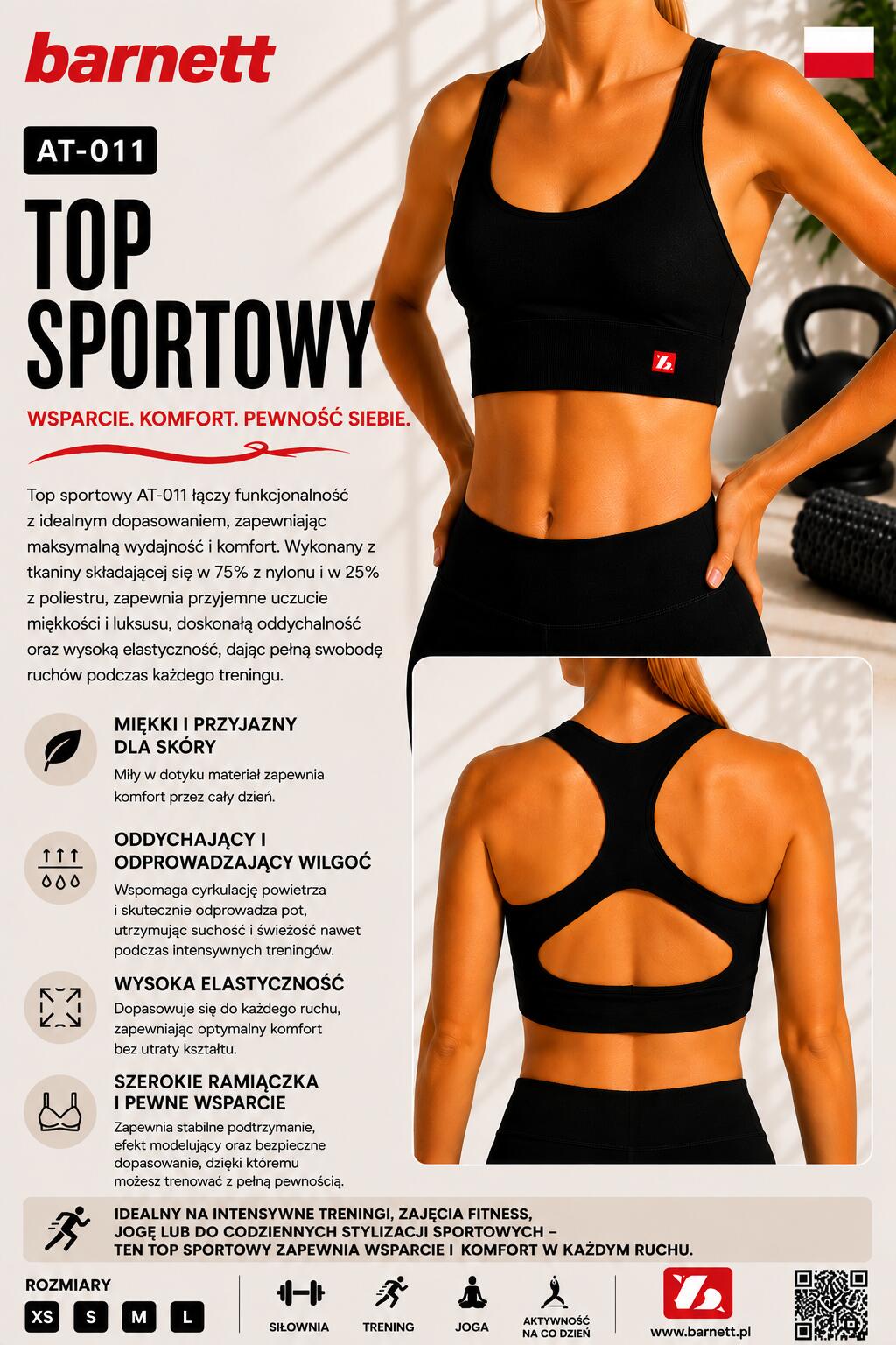 AT-011 TOP Sport - Sutiã esportivo, Preto 5/5