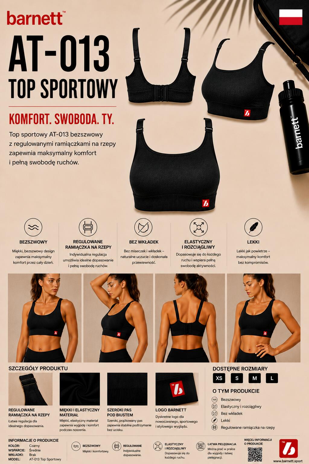 AT-013 TOP Sport - Sport-BH, Schwarz 7/7