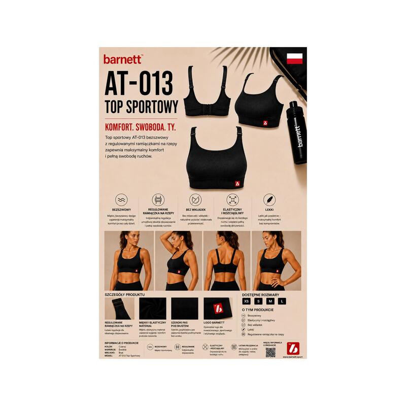 AT-013 TOP Sport - Sutien fără cusături, Negru