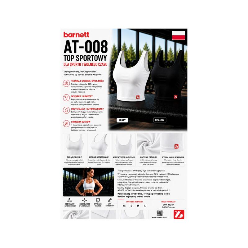 AT-008 TOP sport - Sutien sport, Alb