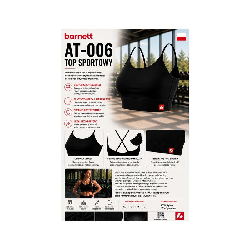 AT-006 TOP sport - Sutien sport, Negru