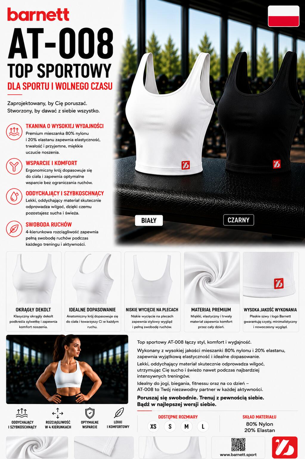 AT-008 TOP Sport - Reggiseno sportivo, Nero 5/5