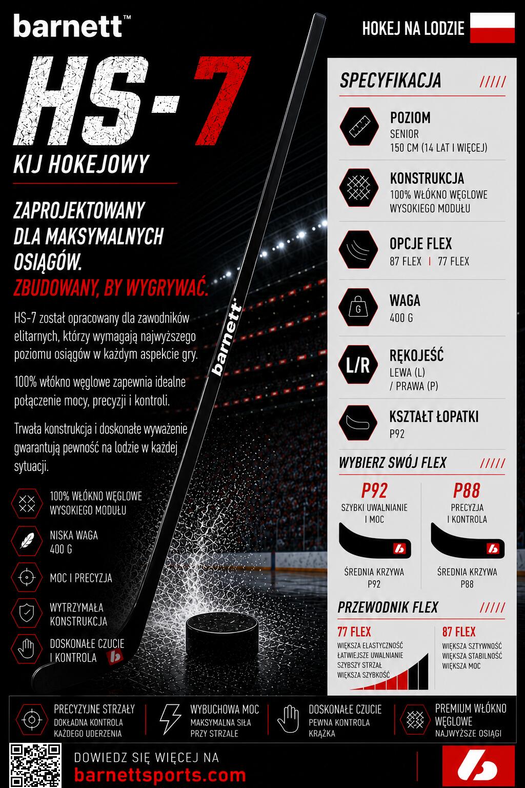 Karbonowy kij hokejowy HS-7 REG (dla leworęcznych) 2/7