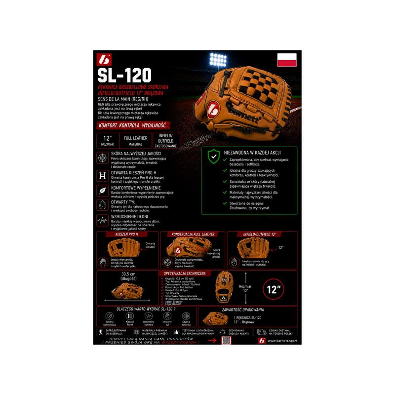  Mănușă de baseball din piele REG SL-120