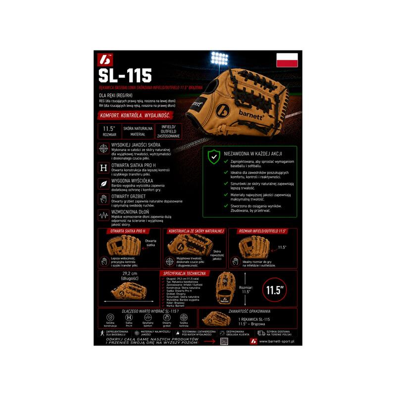  mănușă de baseball din piele REG SL-115