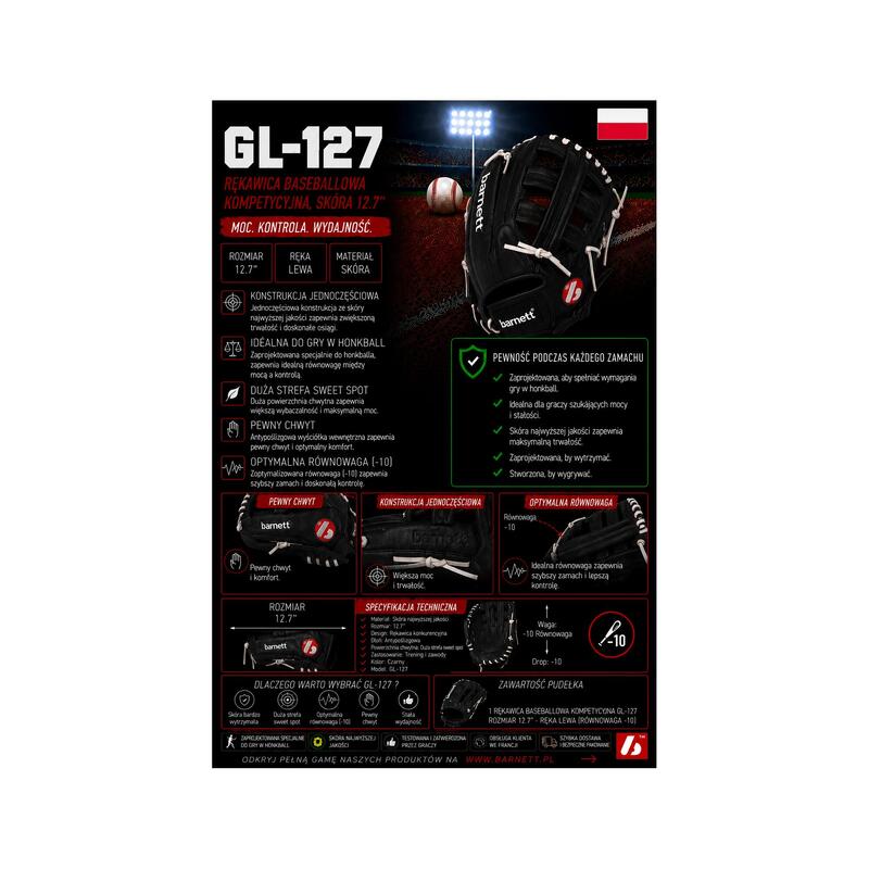  Mănușă de baseball din piele RH GL-127