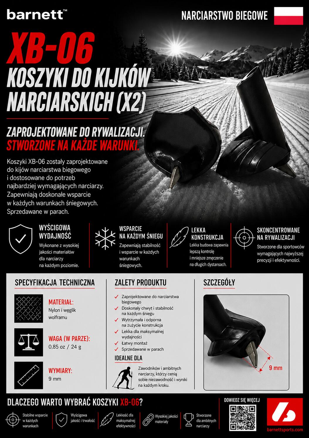 Kosze na narty biegowe XB-06 Competition 9mm (X2) 5/5
