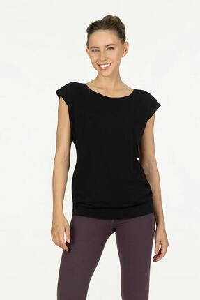 T-shirt de Yoga et Pilates couple ample Asana - Noir Onyx