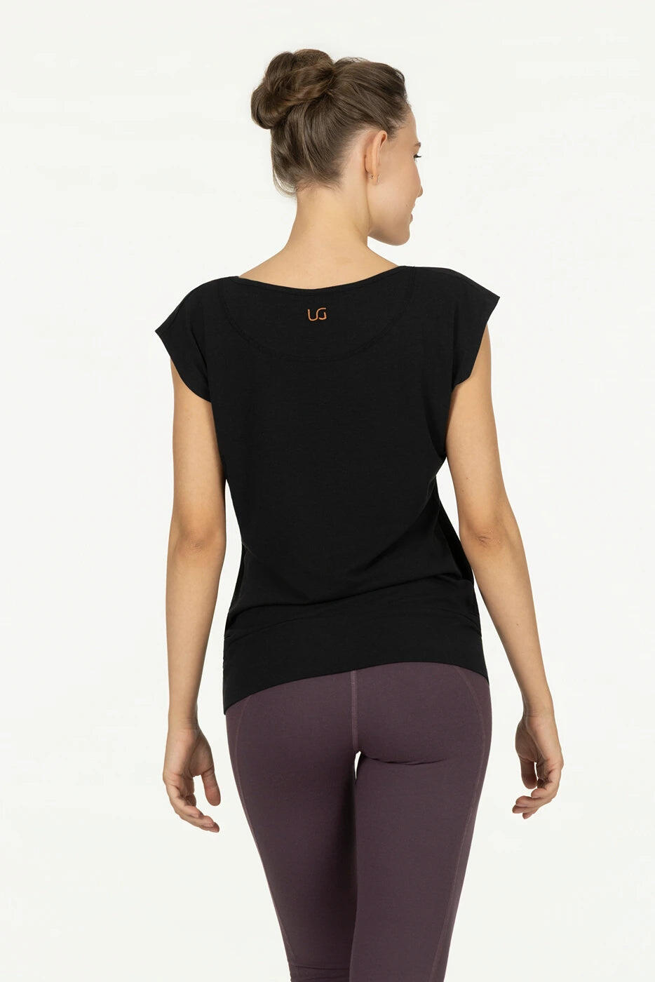 T-shirt de Yoga et Pilates couple ample Asana  - Noir Onyx 3/5