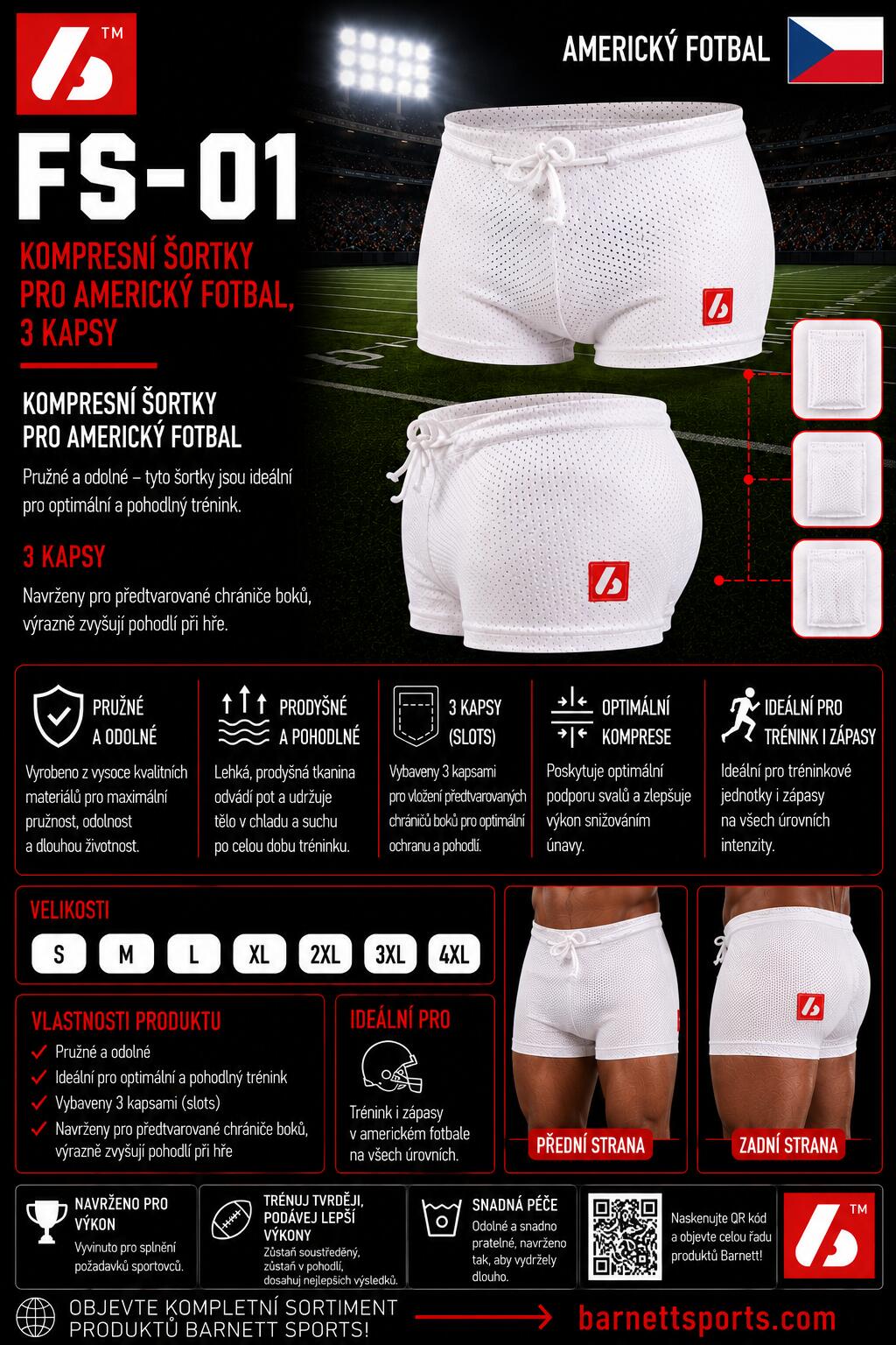 FS-01 American-Football-Kompressionsshort, Weiß, 4XL 7/7