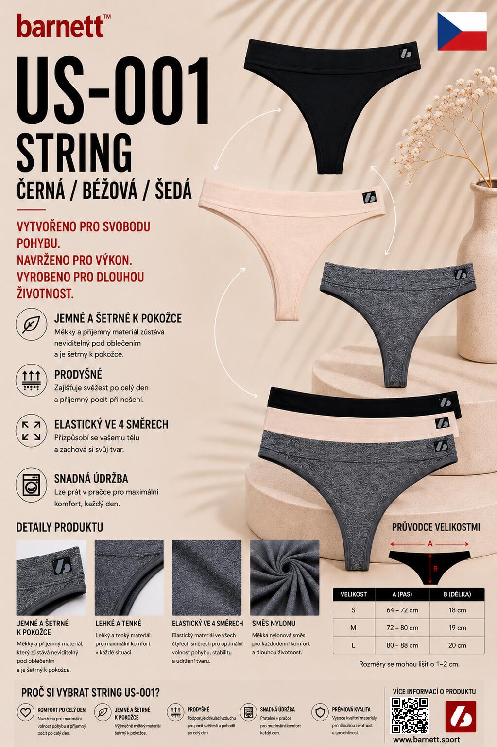 US-001 String - Stringi, Zestaw 3, Biały 4/5