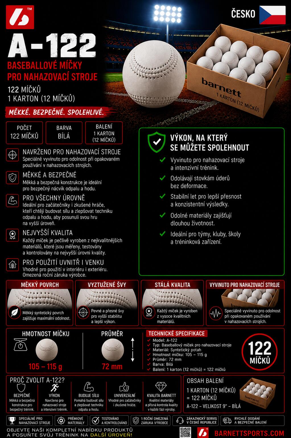A-122 Piłki do maszyny baseballowej, rozmiar 9', białe, 12 sztuk 4/4