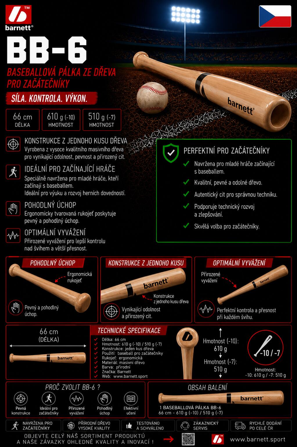 Batte de baseball, Marron BB-6 33" 7/7