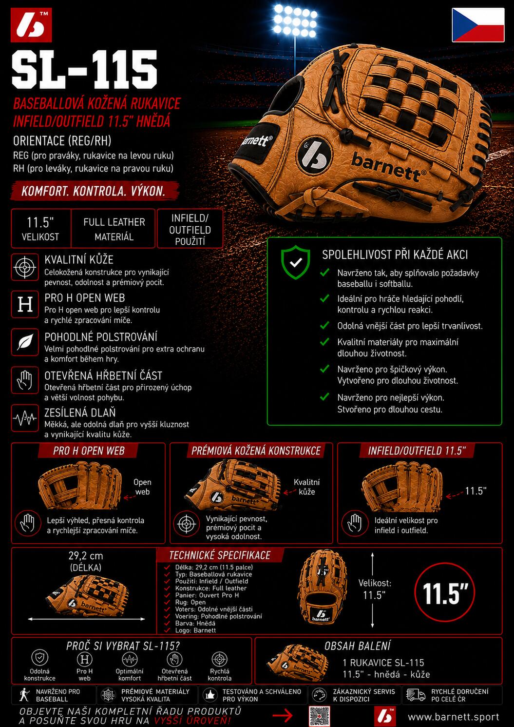 guante de béisbol de cuero RH SL-115 5/6
