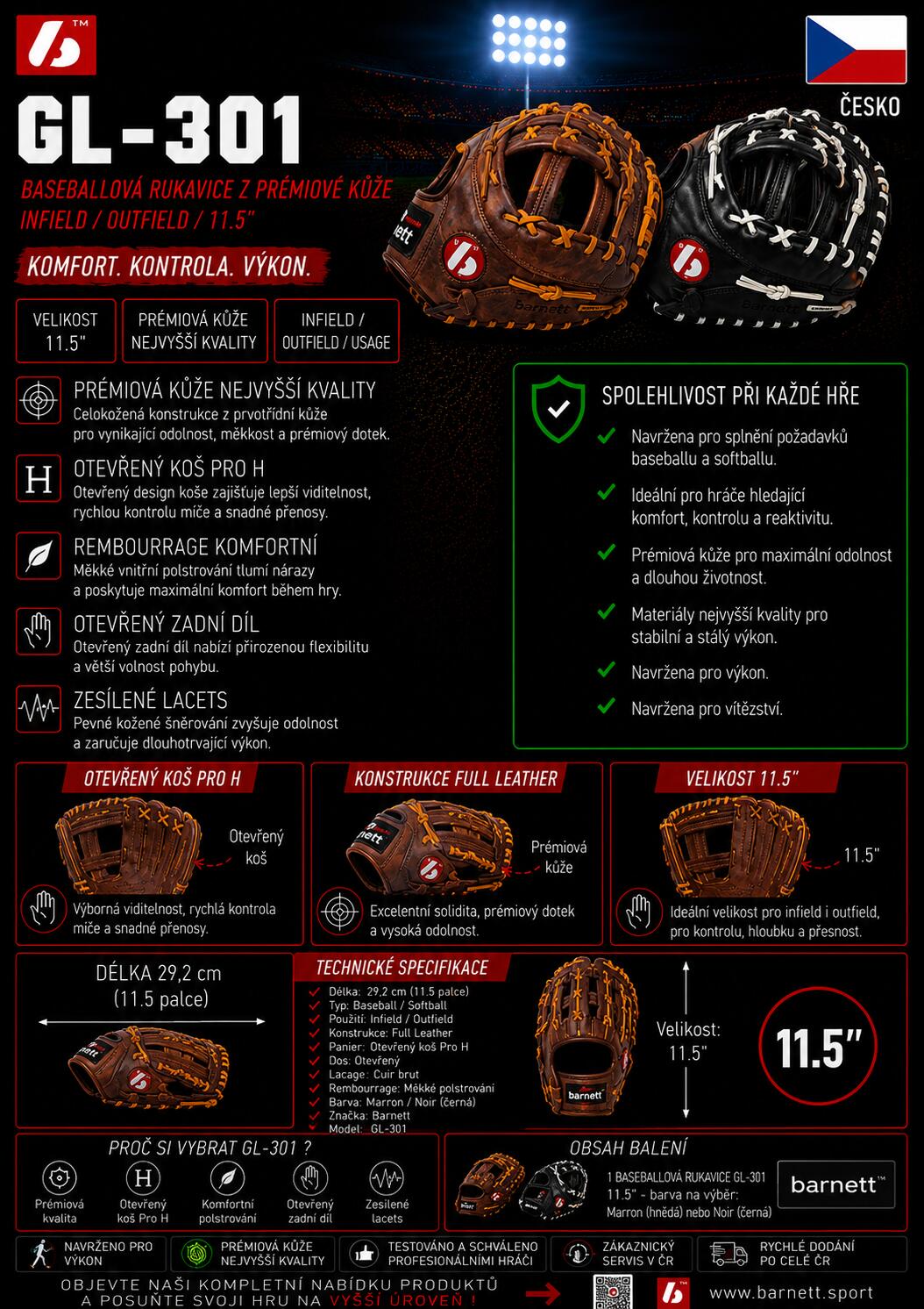 GL-301 Baseball Handschuh Erster Base (First Base) Erwachsene, Echtleder, Wettka 7/7