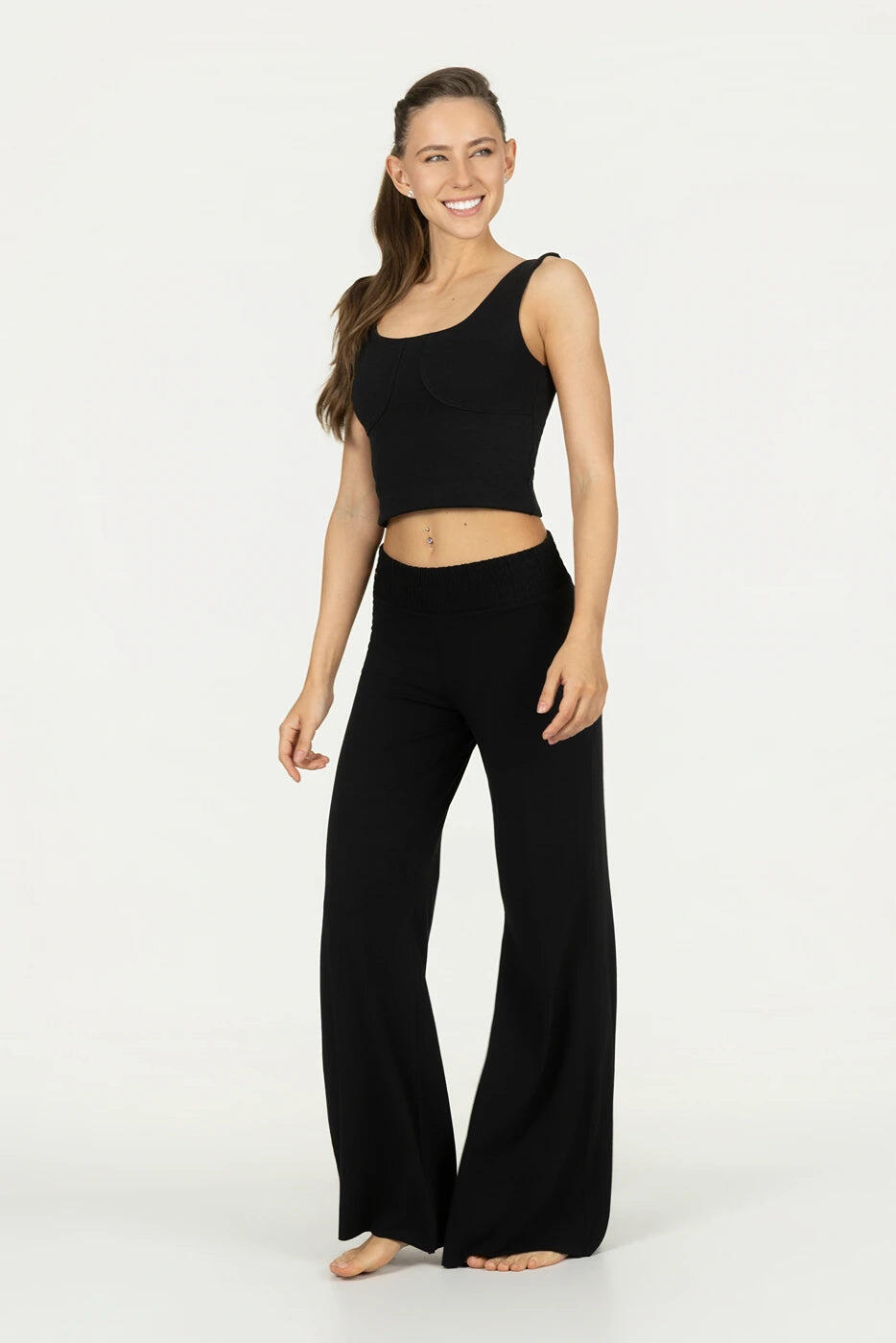 Pantalon de Yoga ou louge large et confortable Flow Summer -  Noir Onyx 4/5