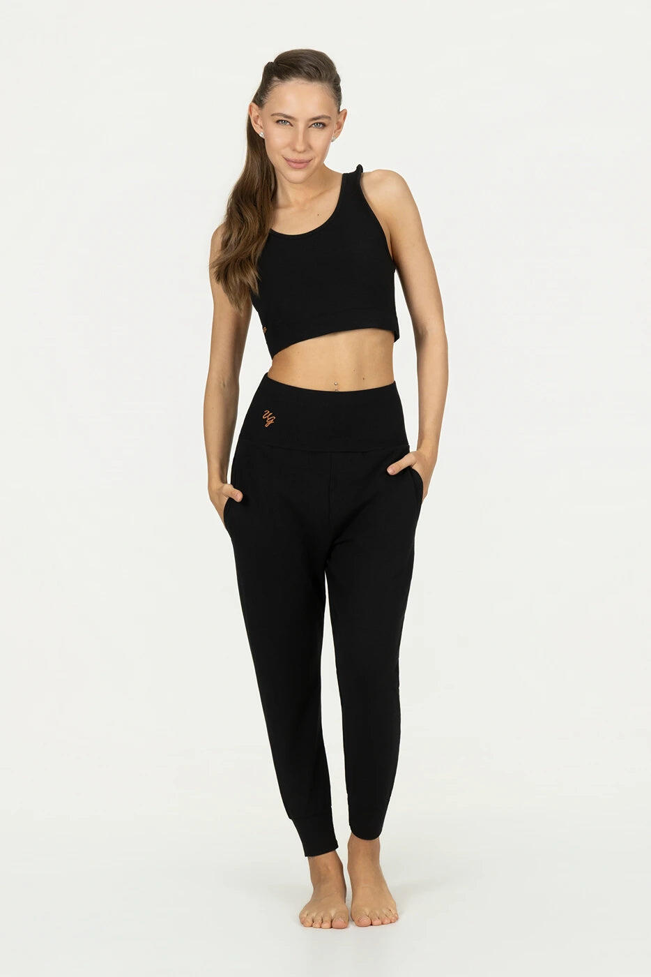 Pantalon de Yoga et Pilates coupe ample super confortable Bhumi - Noir Onyx 4/5