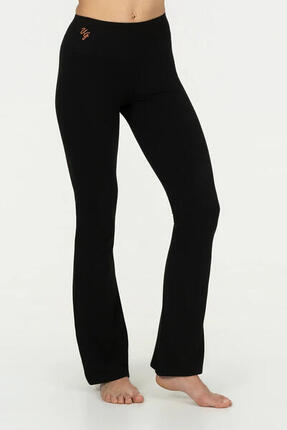Anandafied - Mid waist Yoga en Pilatesbroek met uitlopende pijpen - Onyx Black