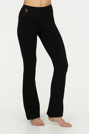 Anandafied - Mid waist Yoga en Pilatesbroek met uitlopende pijpen - Onyx Black