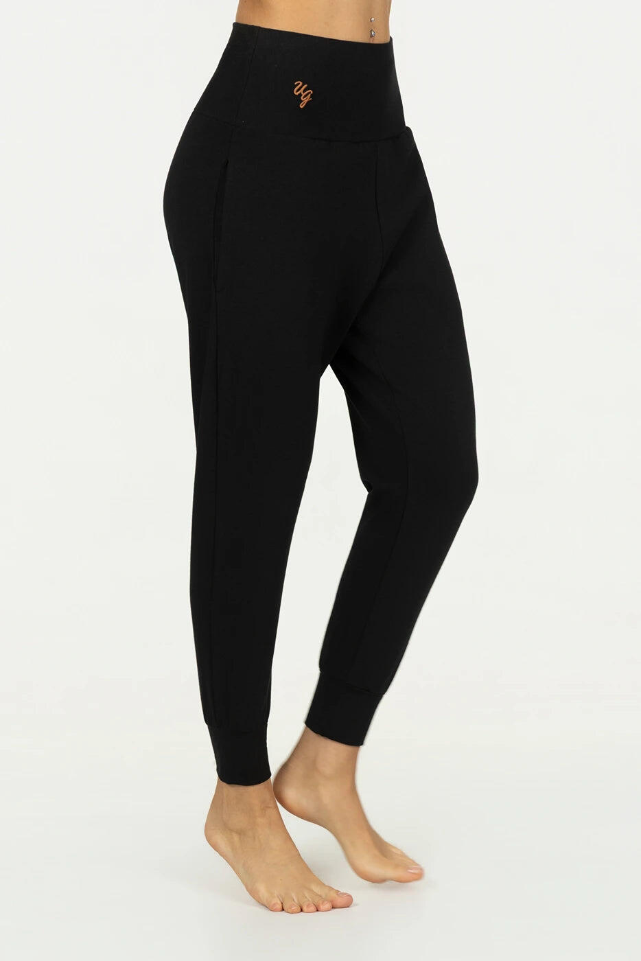 Pantalon de Yoga et Pilates coupe ample super confortable Bhumi - Noir Onyx 2/5