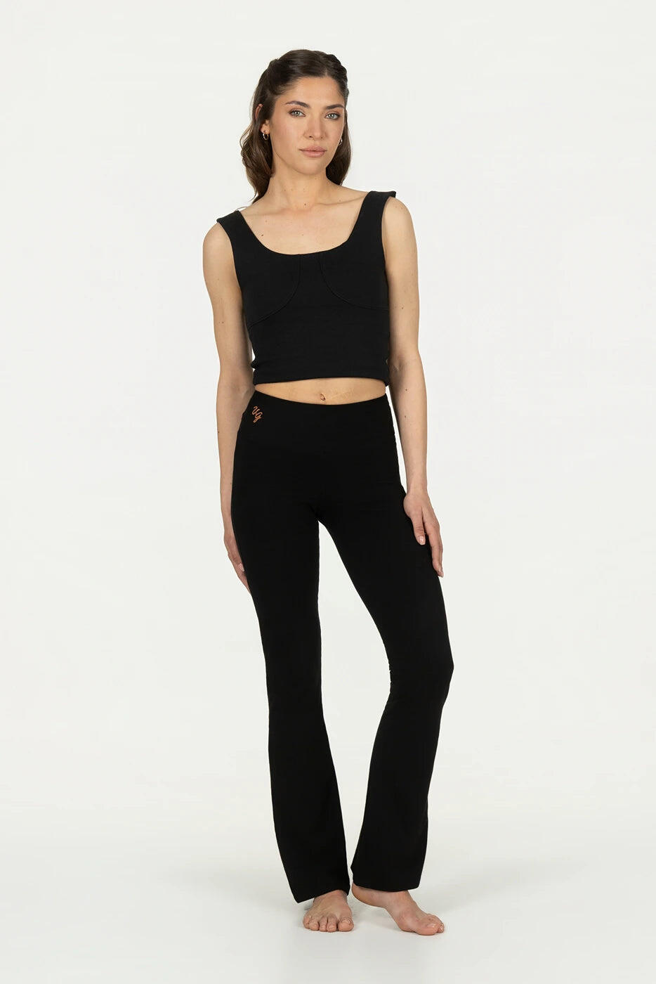 Pantalon de Yoga et Pilates Anandafied avec jambes évasées sur les hanches  Noir 4/5