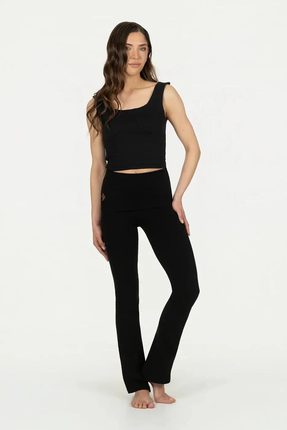 Pranafied - Legging de Yoga et Pilates avec bande rabattable  - Noir Onyx 4/7