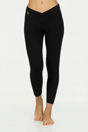 Legging de Yoga et Pilates Sport 7/8 Sati à Taille Croisée – Noir Onyx