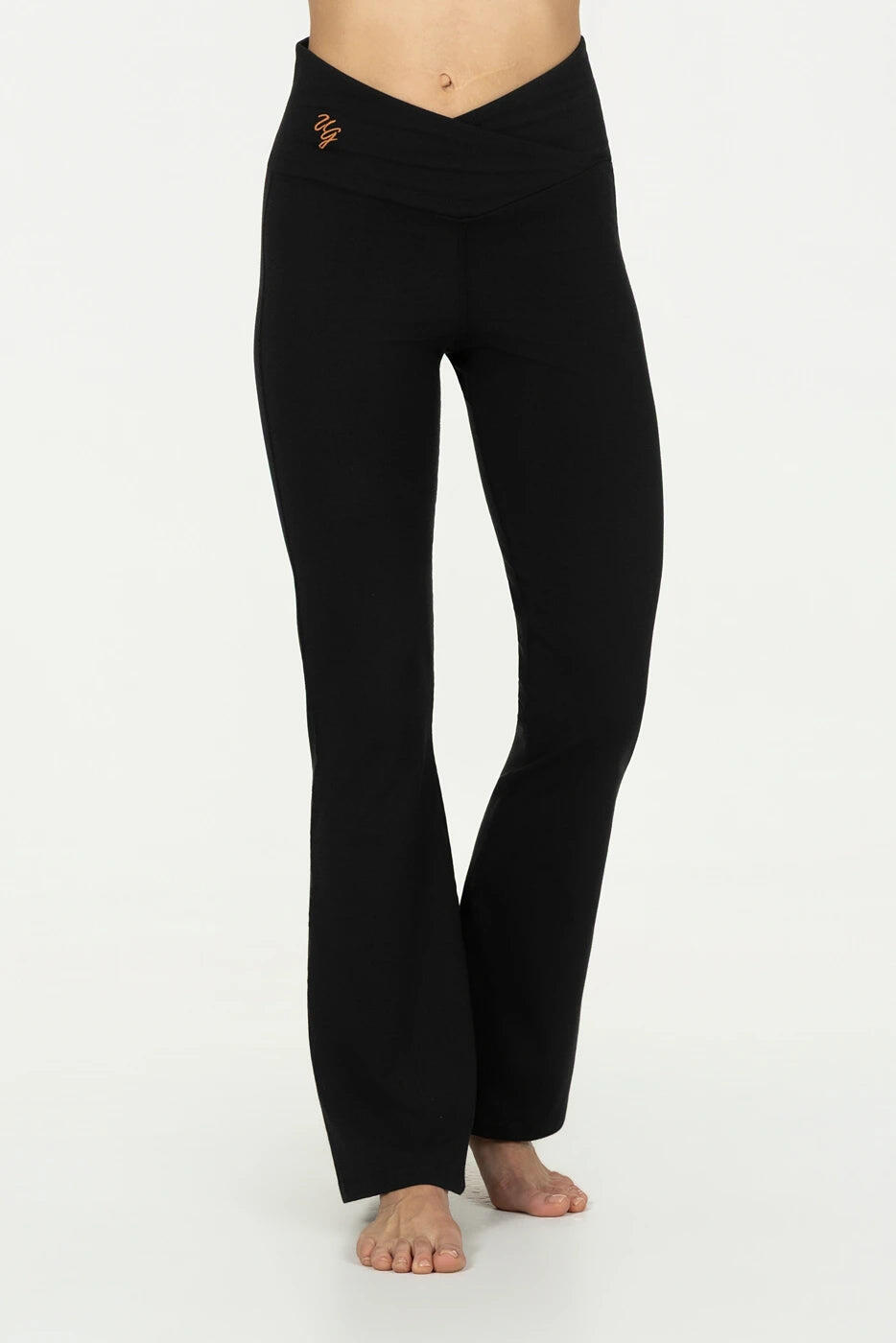 Pantalon Aura évasé à taille enveloppante – noir 1/5