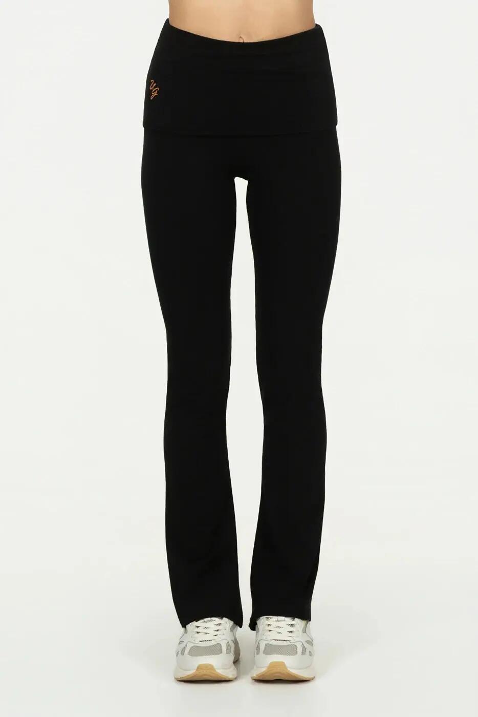 Pranafied - Legging de Yoga et Pilates avec bande rabattable  - Noir Onyx 3/7