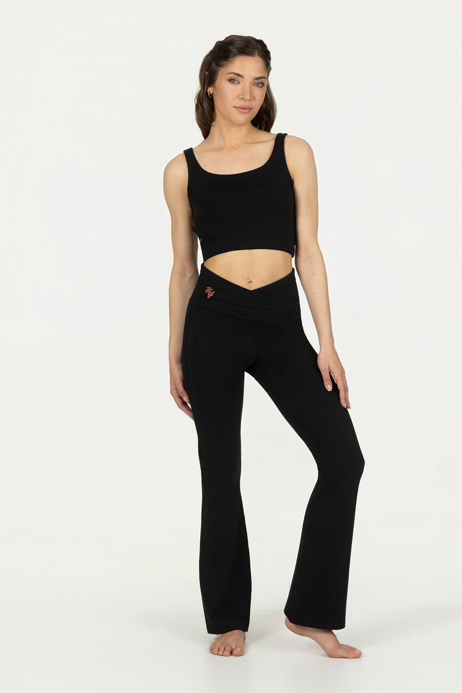Pantalon Aura évasé à taille enveloppante – noir 4/5