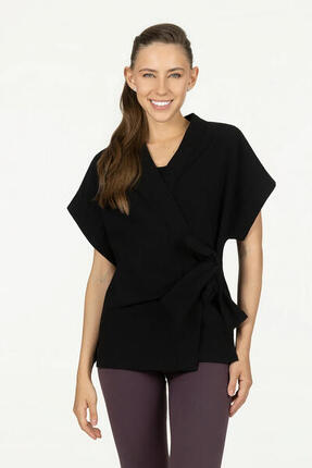 Top Kimono de Yoga et Pilates et Pilates Yumea – Noir Onyx