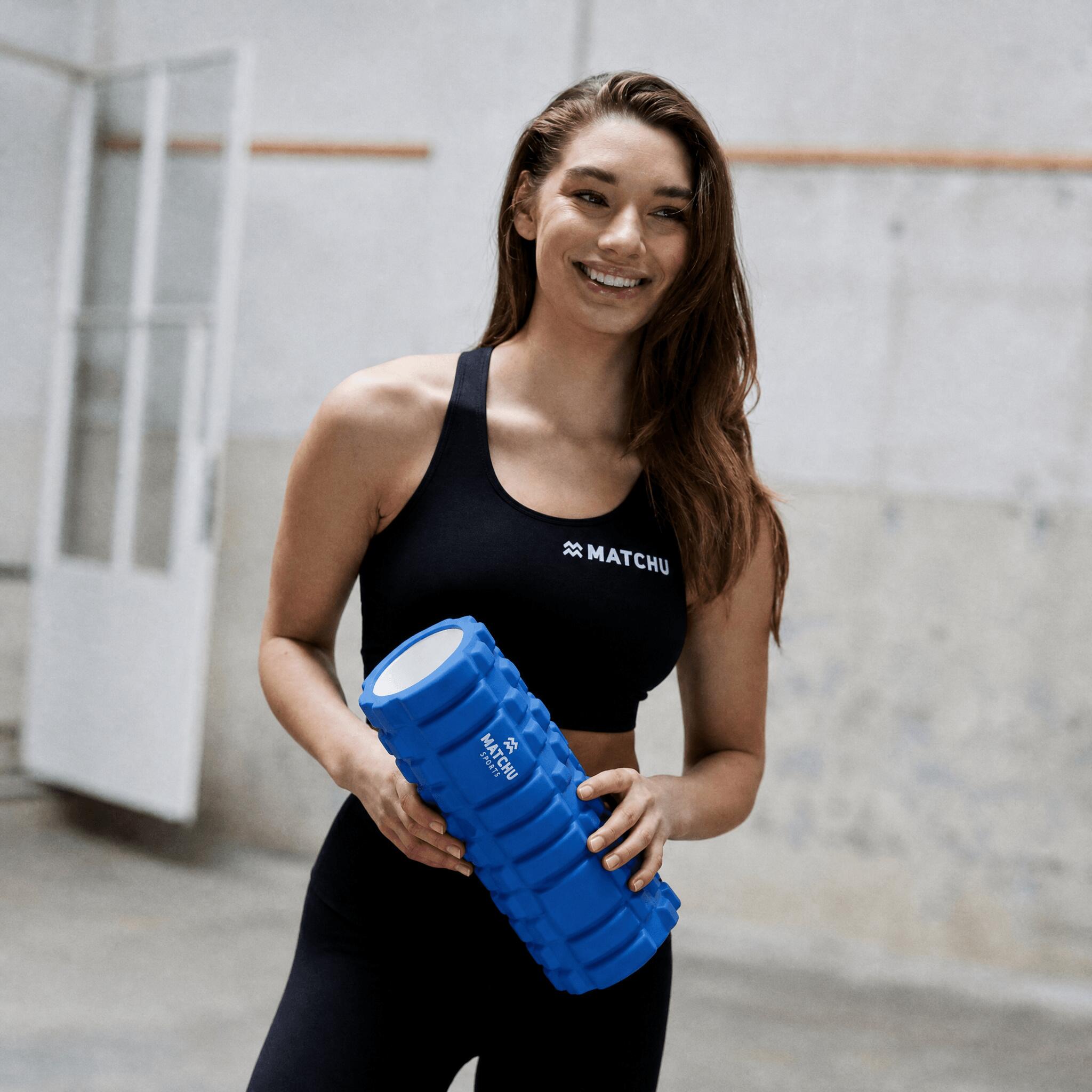 Foam roller - Rullo per massaggio - 33cm - Ø14cm - Blu - Duro 7/7