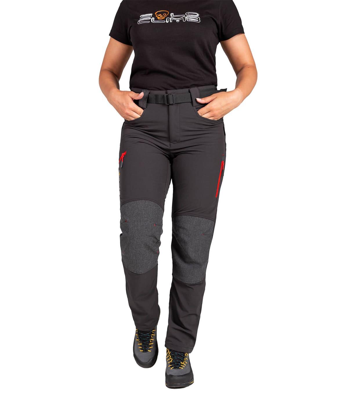 Pantalón de Montaña Ligero para Trekking y Escalada Lavaredo Unisex Negro-Rojo 5/5