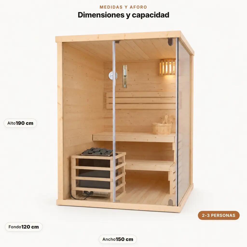 Sauna finlandese per casa 2-3 persone in legno di abete 7/7