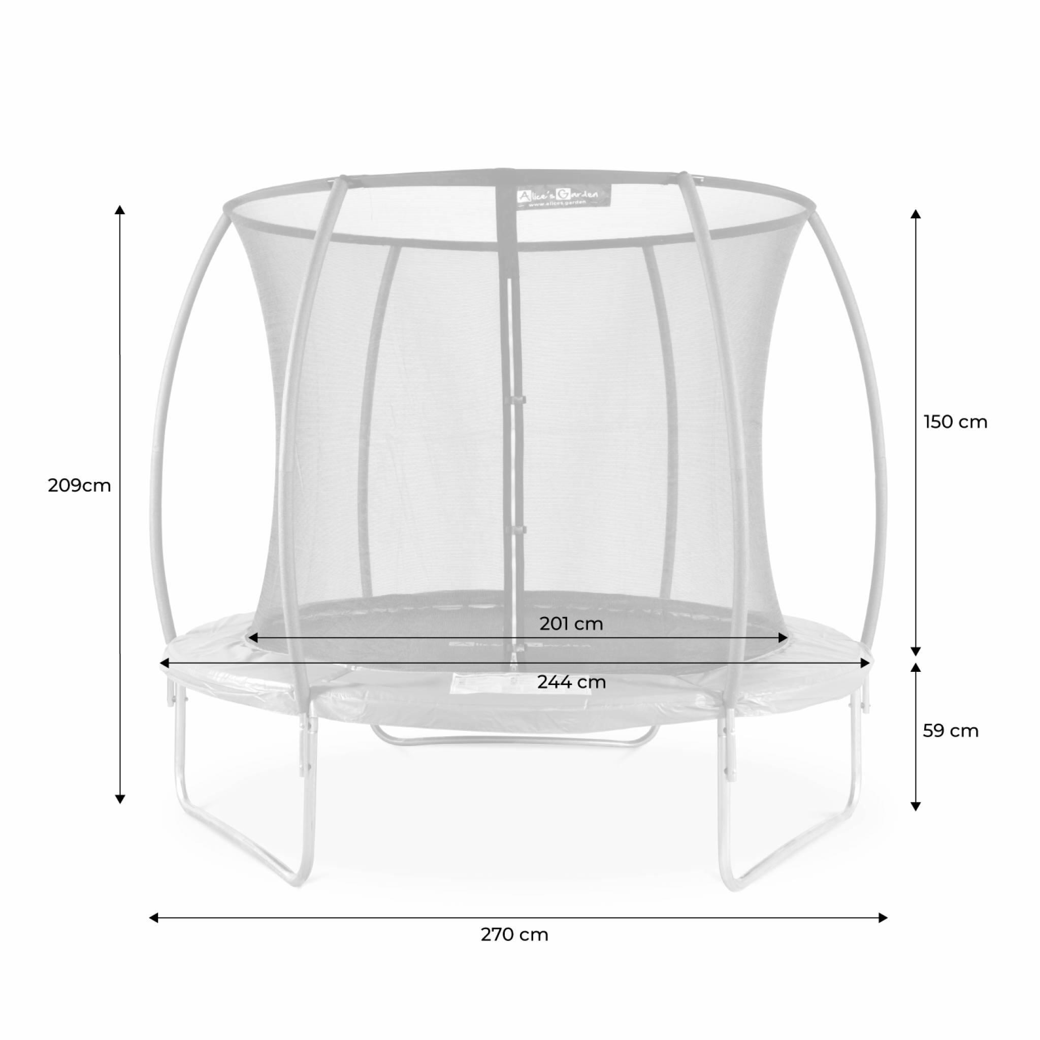 Trampoline rond 245cm gris avec filet de protection intérieur Pluton Inner 4/5