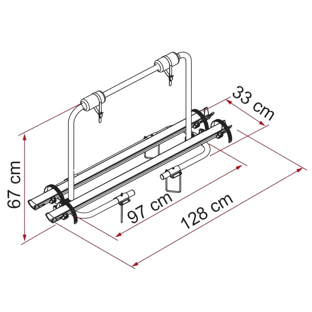 Porte-vélos Fiamma Carry-Bike XLA pour flèche de caravane, 2 vélos. 2/2