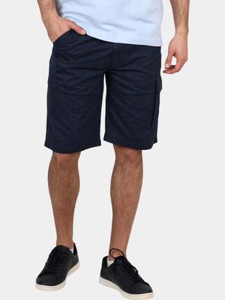 Bermuda homme - Ceinture semi-élastique, passants - Bleu marine