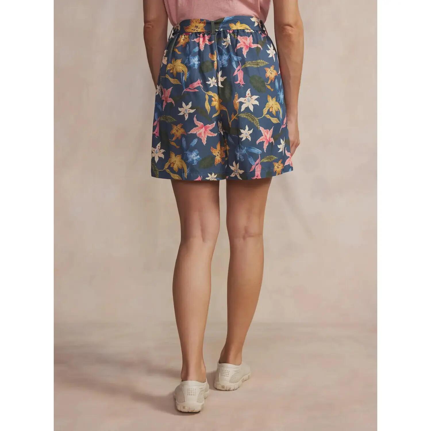 Short - Sport - Femme - Poches, motif floral - GYSELSHO - Bleu 4/5