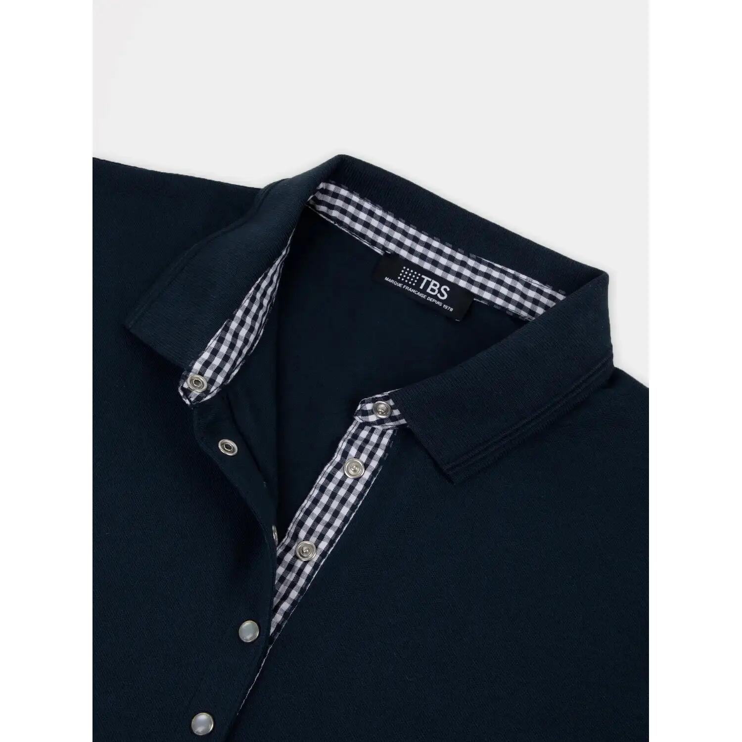 Polo femme - Manches courtes, col boutonné - Bleu marine 5/5