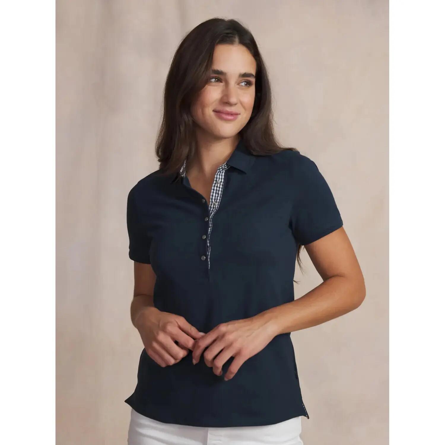 Polo femme - Manches courtes, col boutonné - Bleu marine 2/5