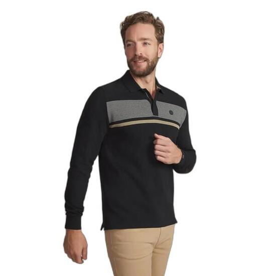 Polo manches longues - Homme - Coupe ajustée - KABYEPOL - Noir