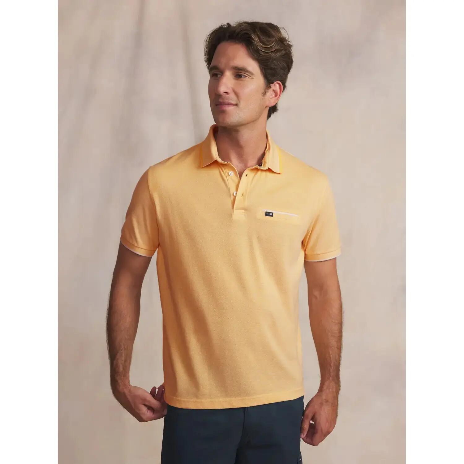 Polo - Casual - Homme - Coupe ajustée, poche poitrine - CARLOPOL - Jaune/orange 2/5