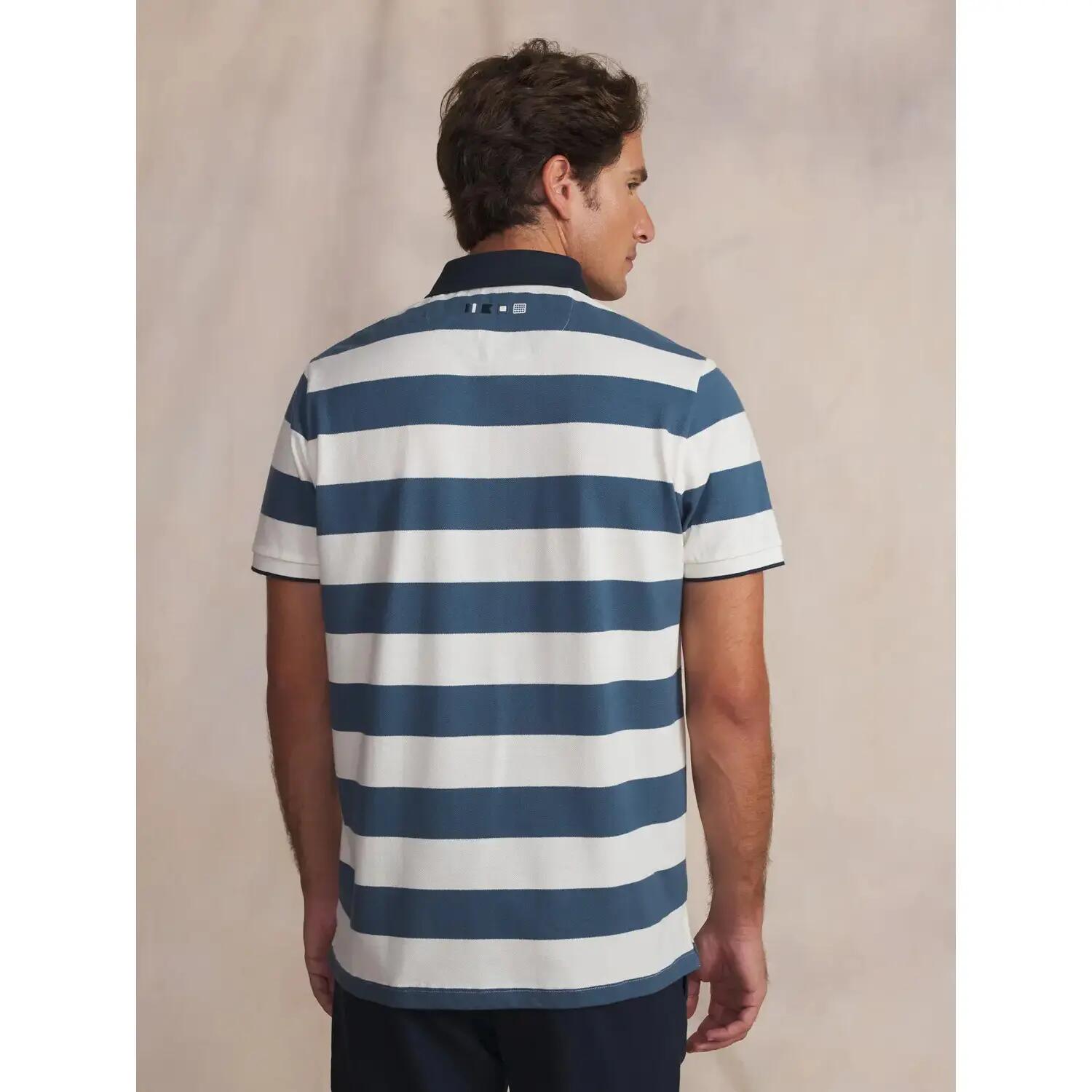 Polo - homme - manches courtes, ajusté - govanpol - bleu et blanc 4/5