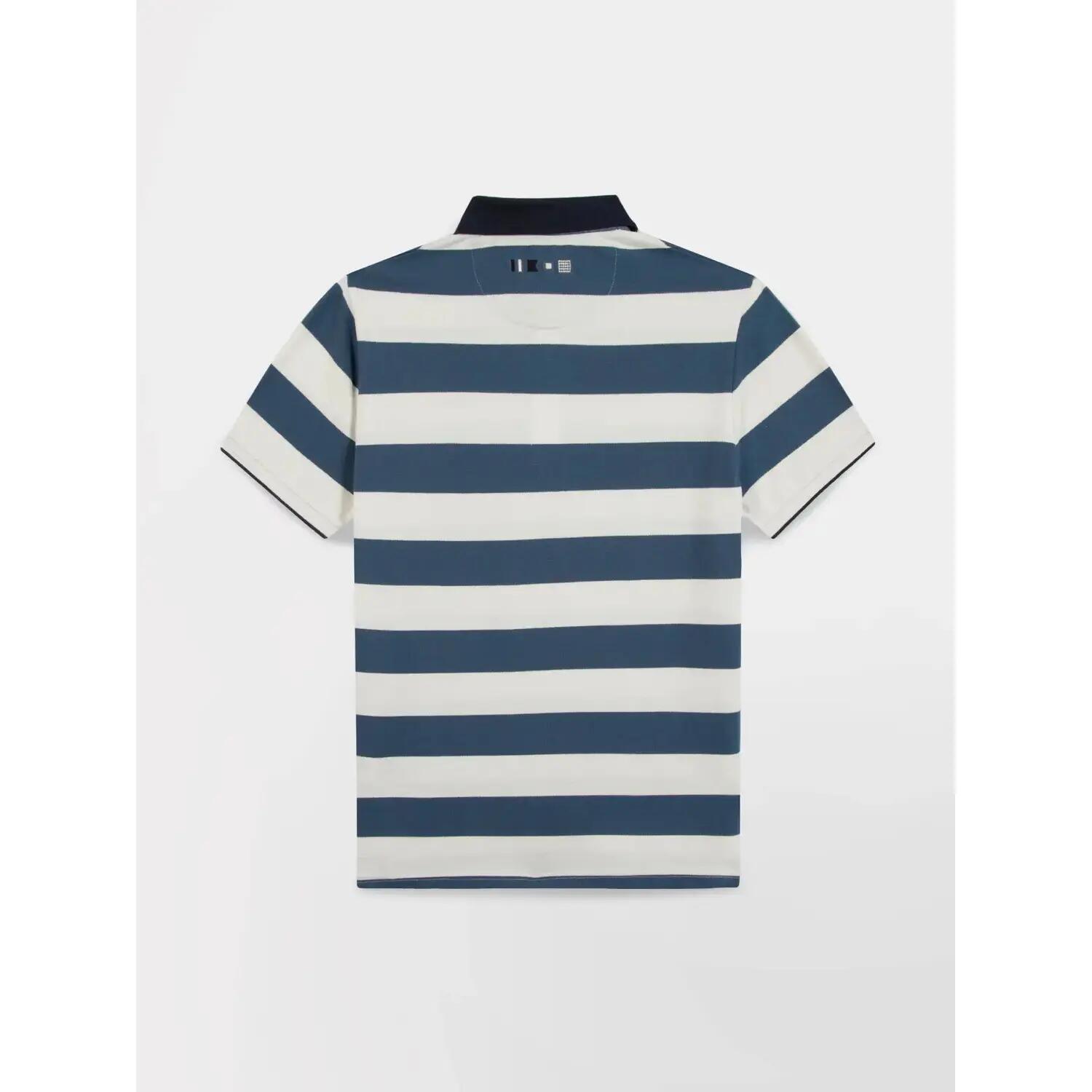 Polo - homme - manches courtes, ajusté - govanpol - bleu et blanc 3/5