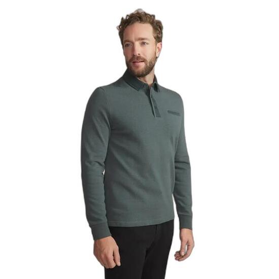 Polo manches longues - homme - coupe ajustée, poche poitrine - cavezpol vert