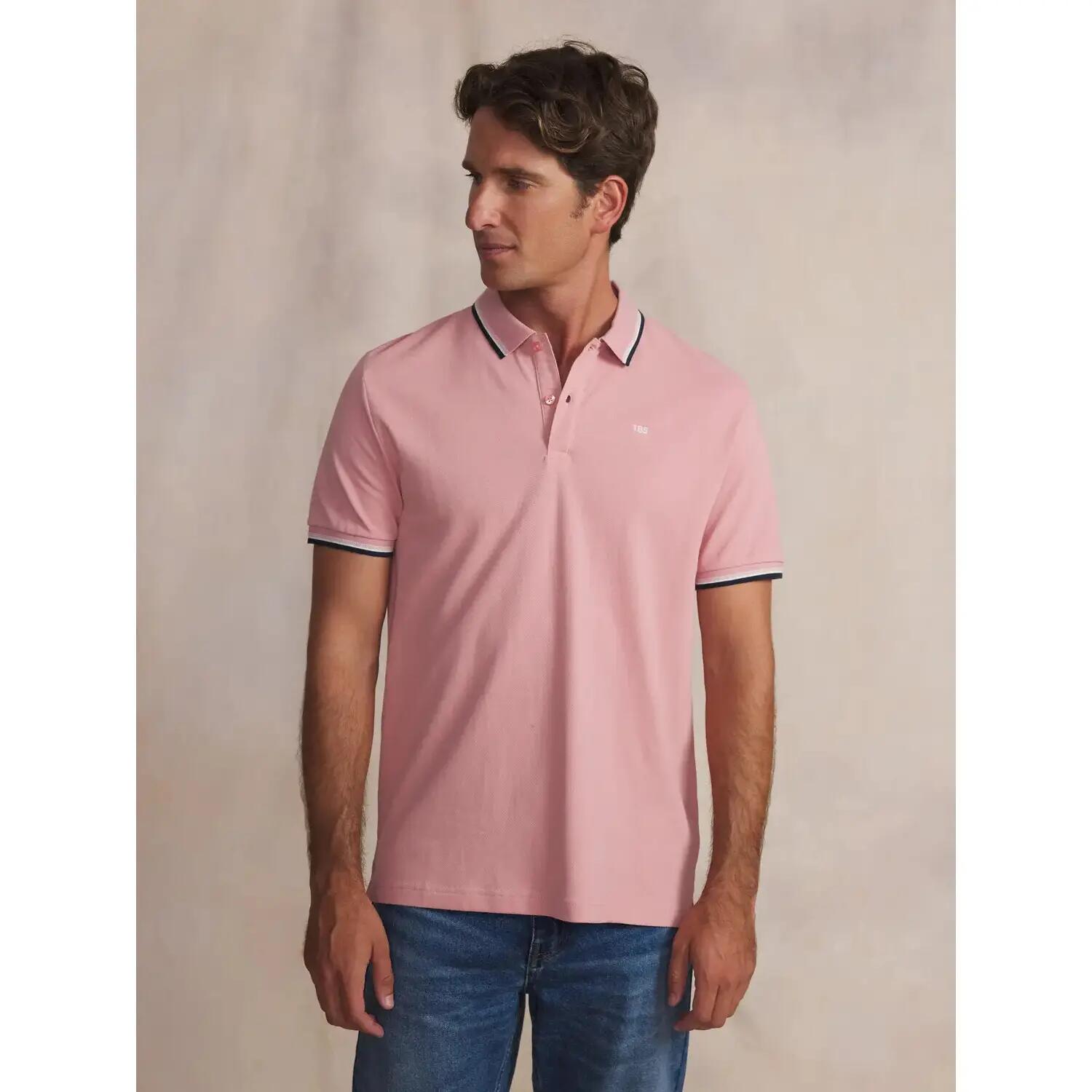 Polo - Casual - Homme - Manches courtes ajusté - YVANEPOL - Rose/rouge 2/5