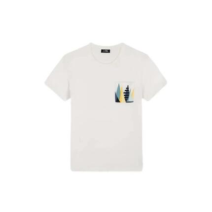 T-shirt - homme - col rond, manches courtes, poche - danistee - blanc/écru