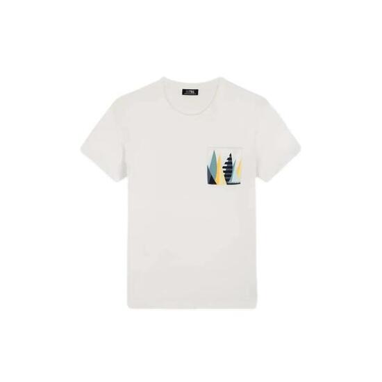 T-shirt - homme - col rond, manches courtes, poche - danistee - blanc/écru